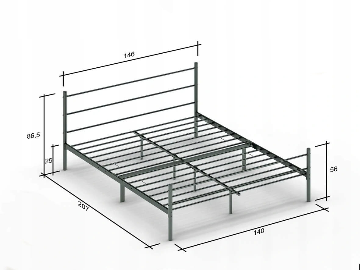 Łóżko metalowe 140x200 STEEL SERIES Czarne
