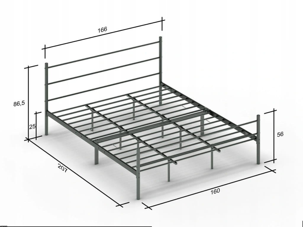 Łóżko metalowe 160x200 STEEL SERIES Czarne