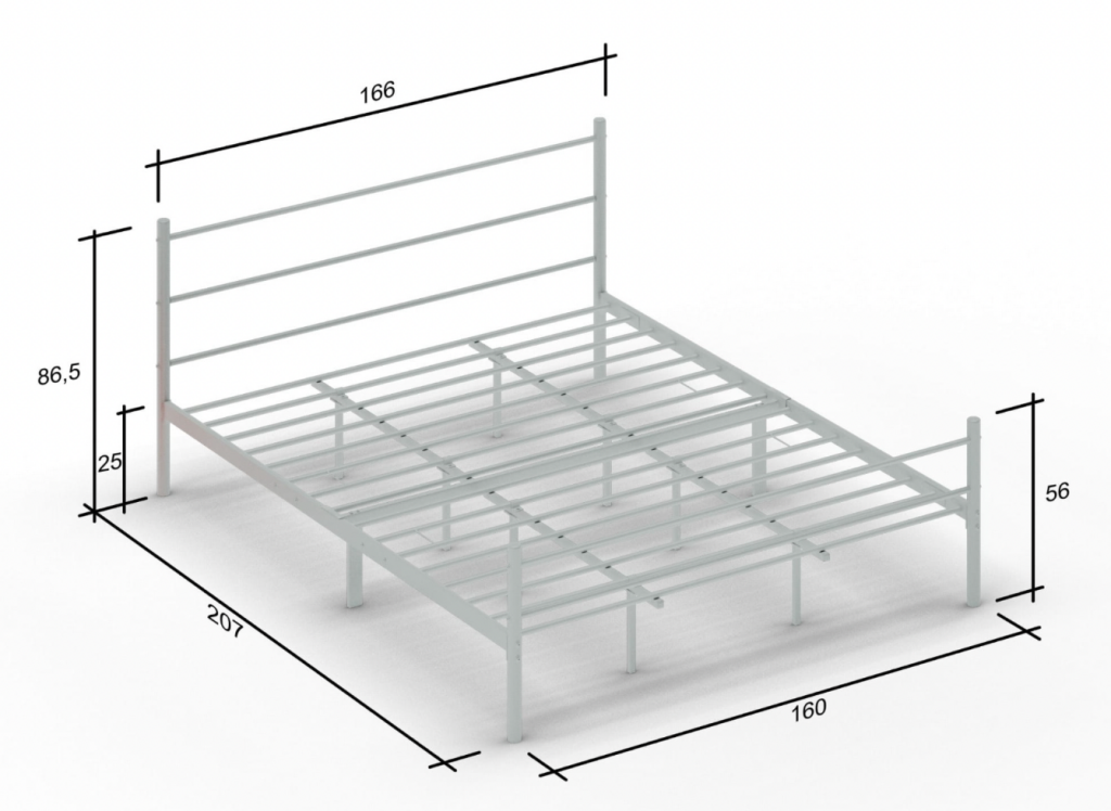 Łóżko metalowe 160x200 STEEL SERIES Białe