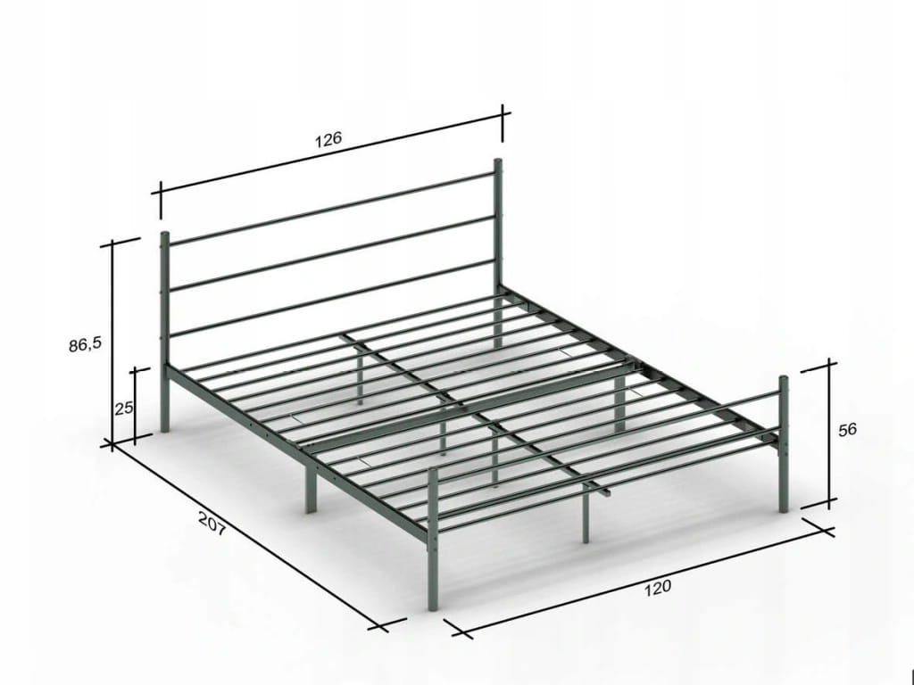 Łóżko metalowe 120x200 STEEL SERIES Czarne