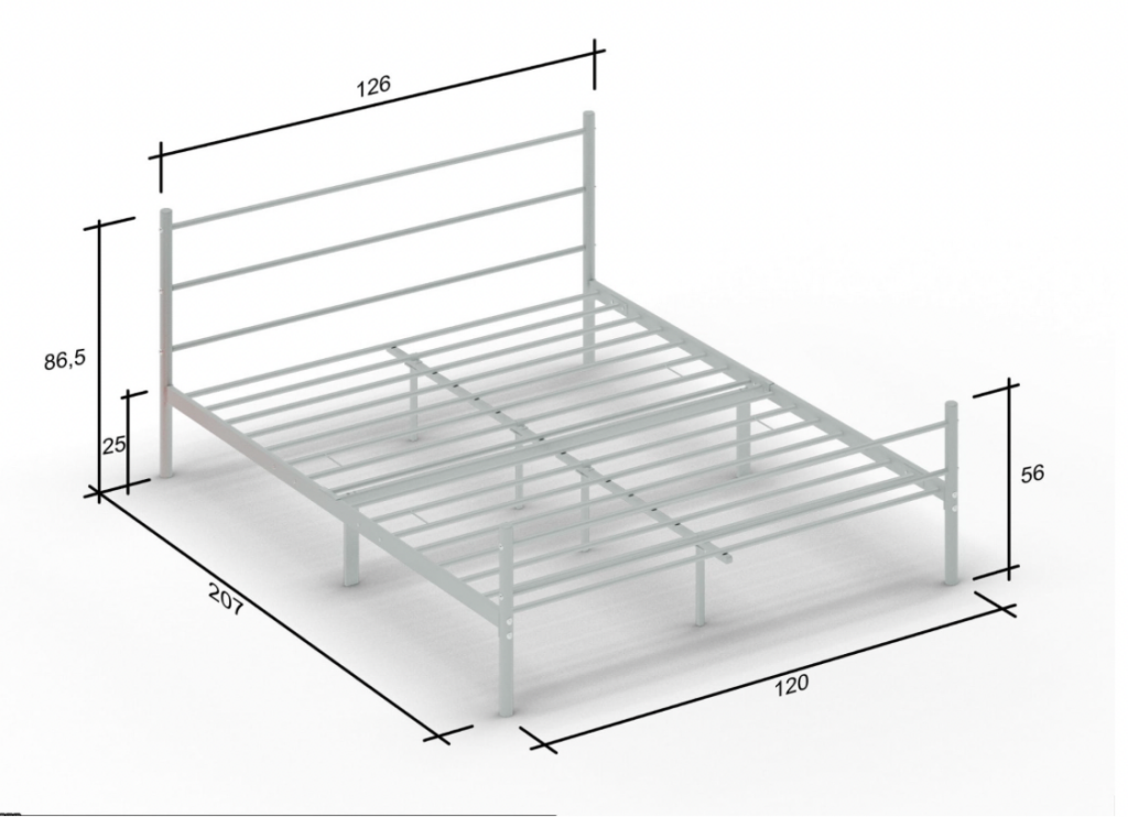 Łóżko metalowe 120x200 STEEL SERIES Szare