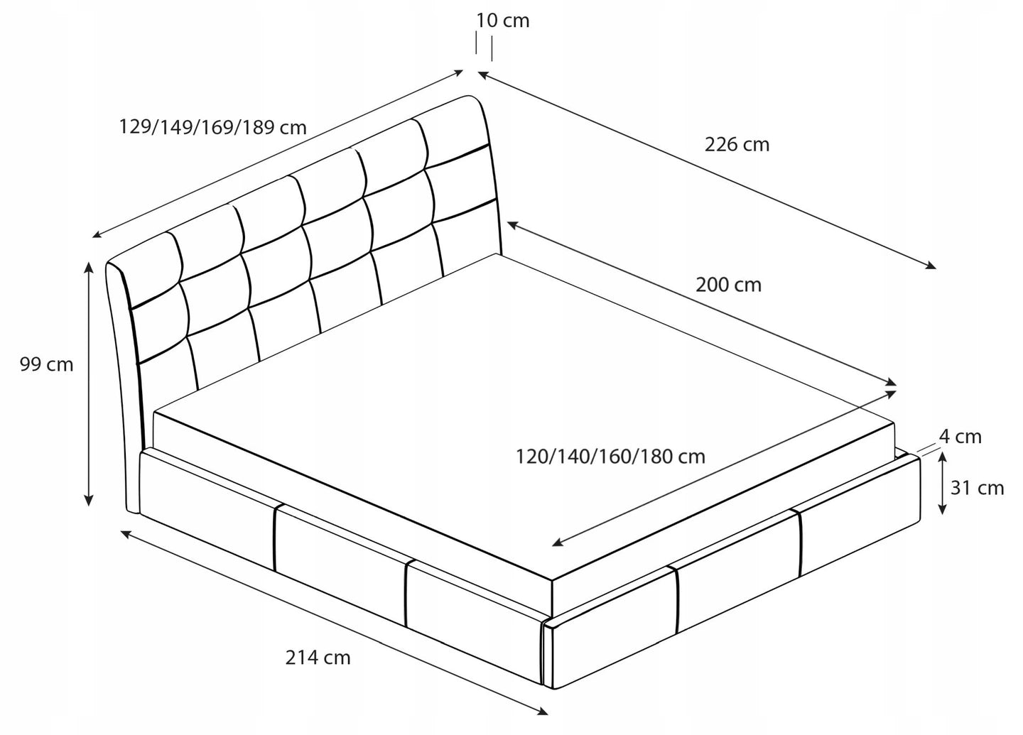 Łóżko tapicerowane ALDI 160x200 z pojemnikiem Podnoszone Małżeńskie