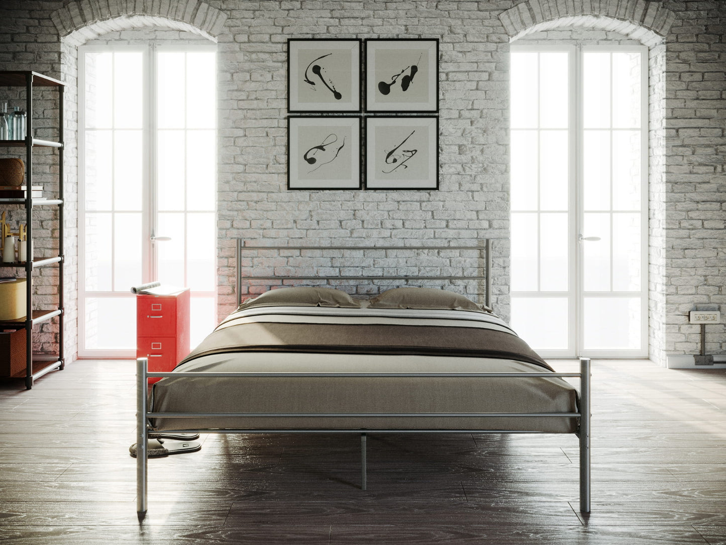 Łóżko metalowe 120x200 STEEL SERIES Szare
