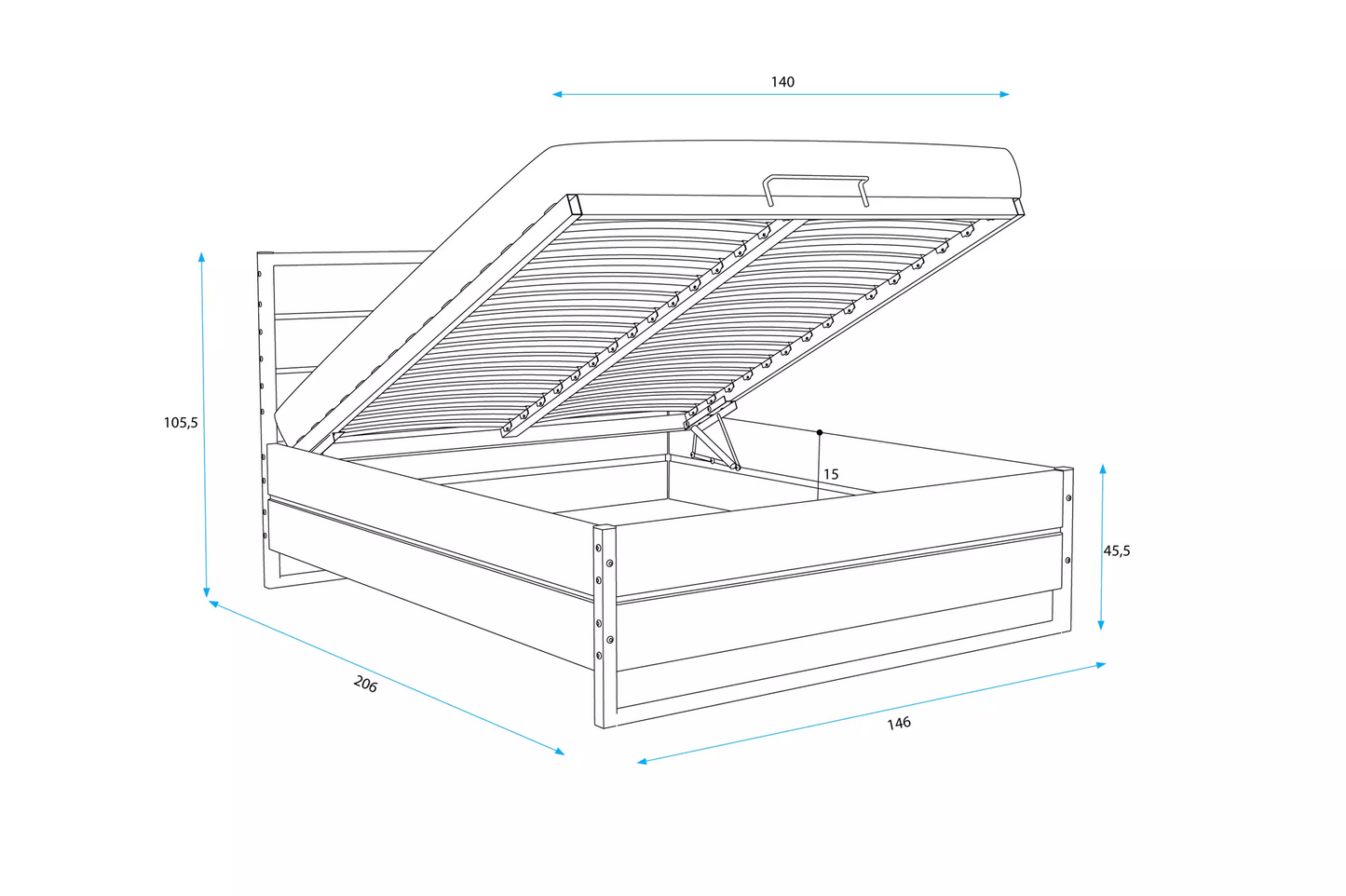 Łóżko Podnoszone LOFT 140x200 z Pojemnikiem