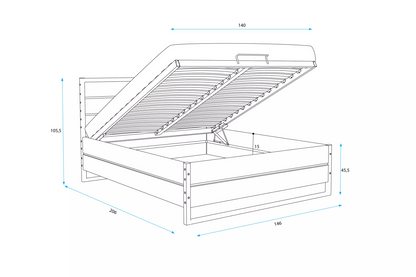 Łóżko Podnoszone LOFT 140x200 z Pojemnikiem