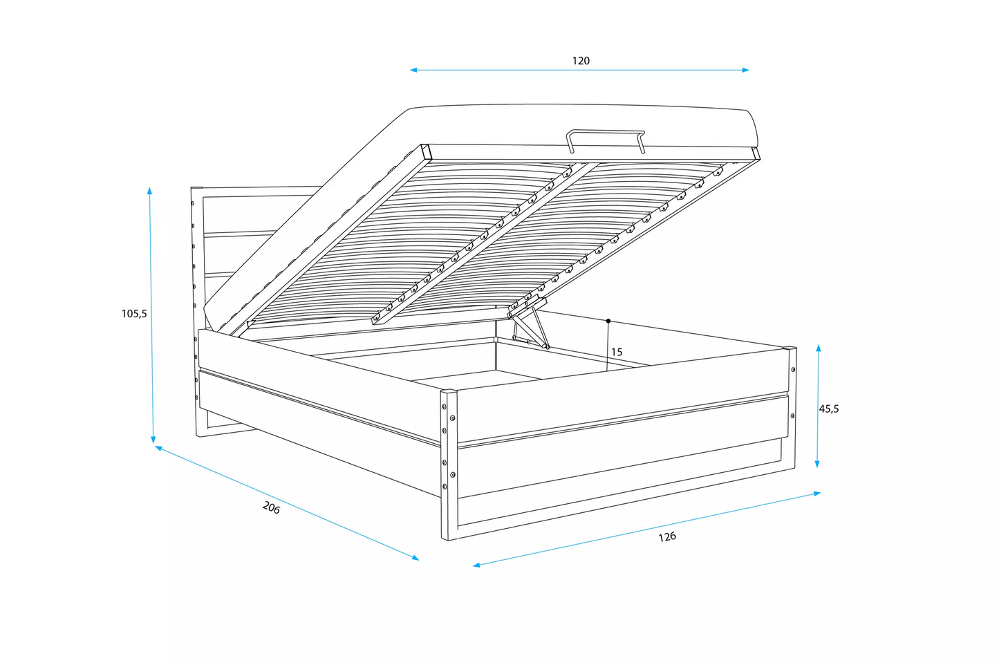Łóżko Podnoszone LOFT 120x200 z Pojemnikiem