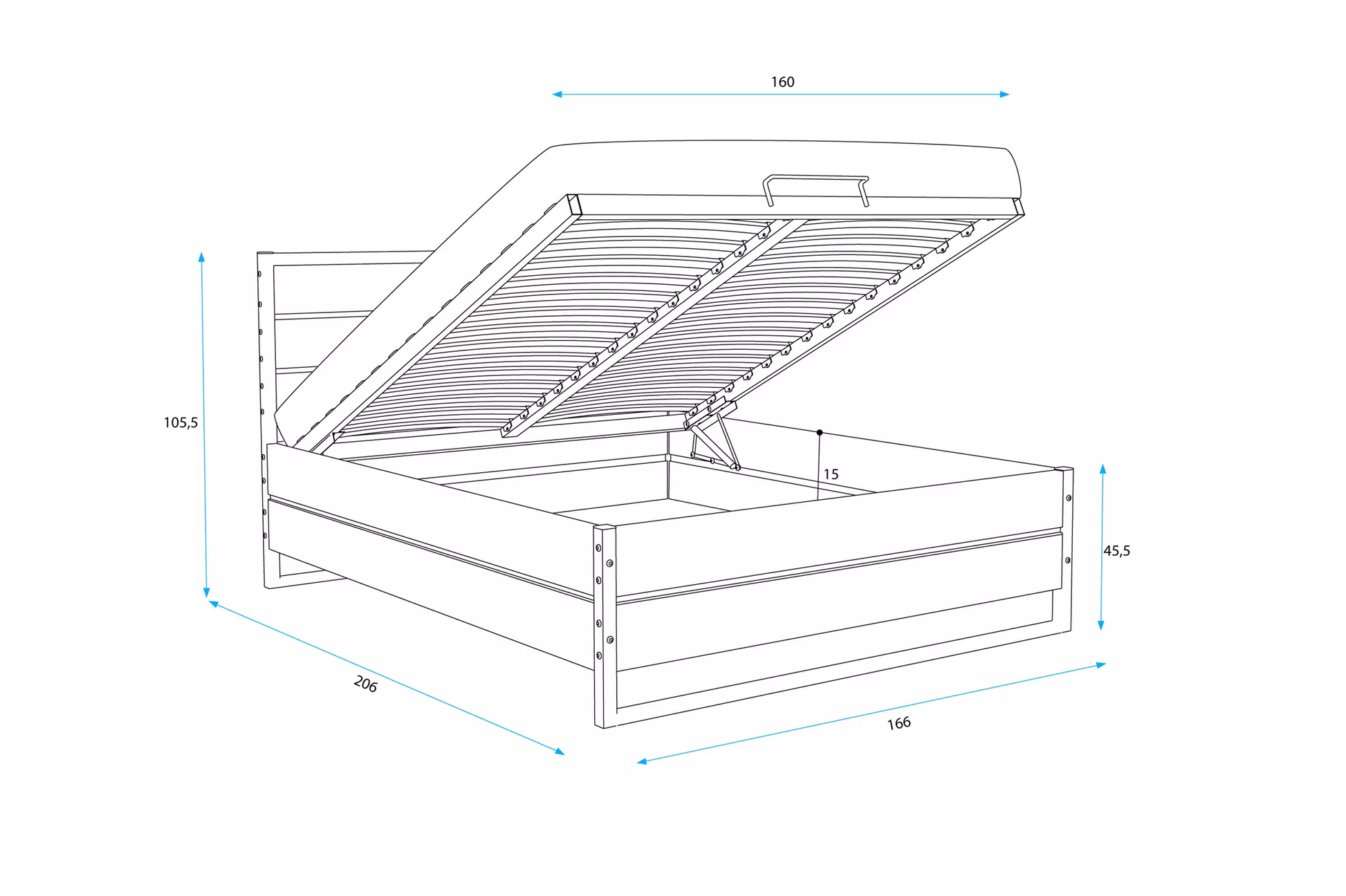 Łóżko Podnoszone LOFT 160x200 z Pojemnikiem