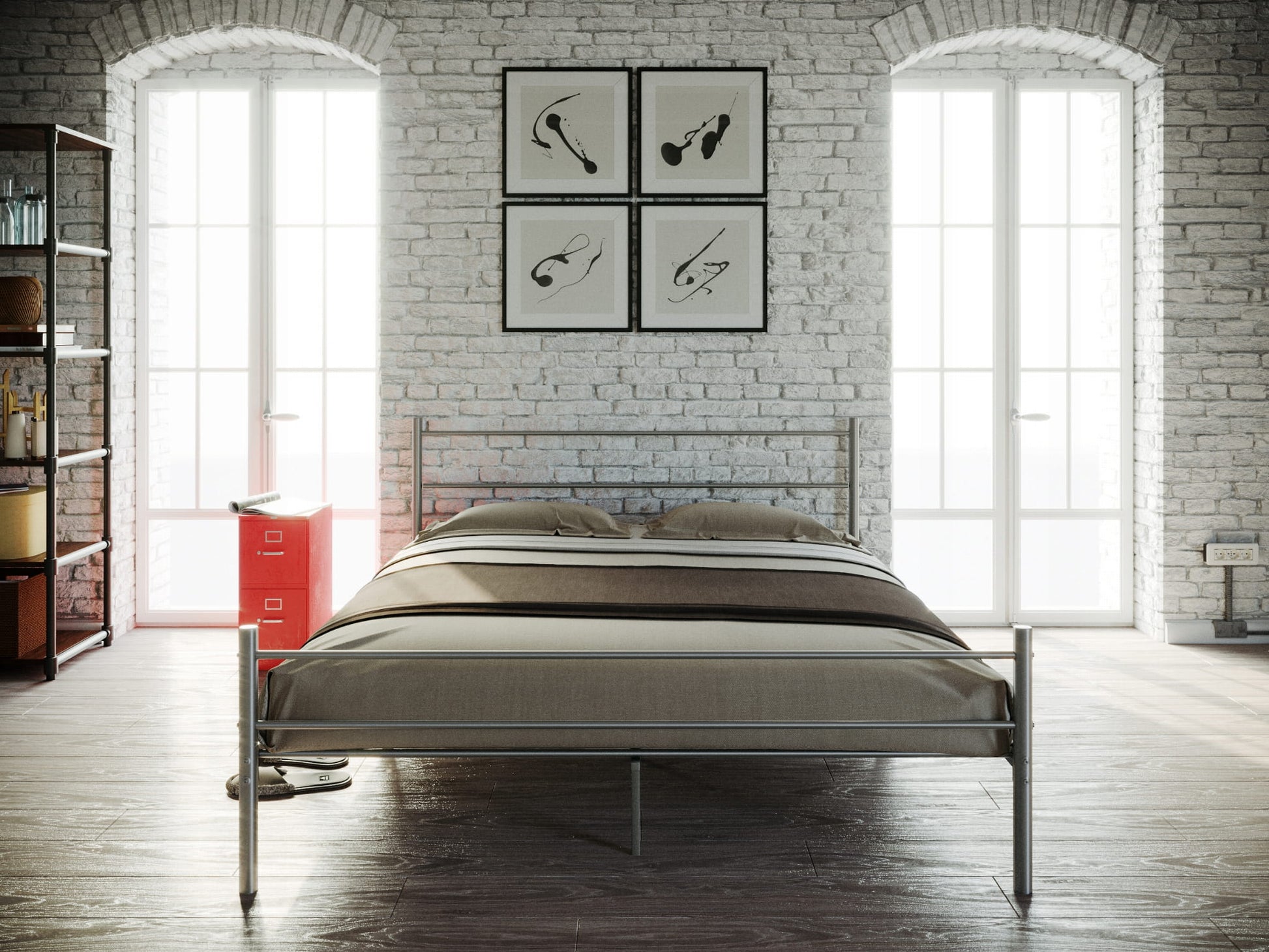 Łóżko metalowe 120x200 STEEL SERIES Białe