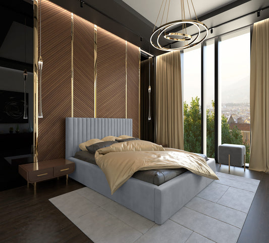 Łóżko Tapicerowane VEGAS I 140×200 Welur z Pojemnikiem