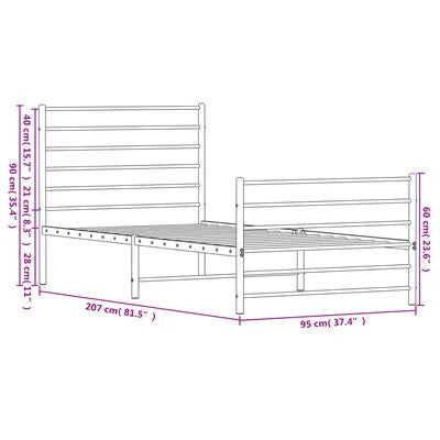 Łóżko metalowe Classic 90x200 Czarne Białe