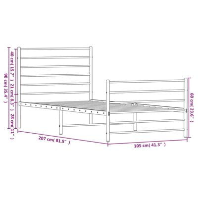 Łóżko metalowe Classic 100x200 Czarne Białe