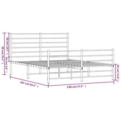Łóżko metalowe Classic 140x200 Czarne Białe