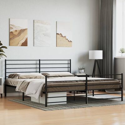 Łóżko metalowe Classic 200x200 Czarne Białe