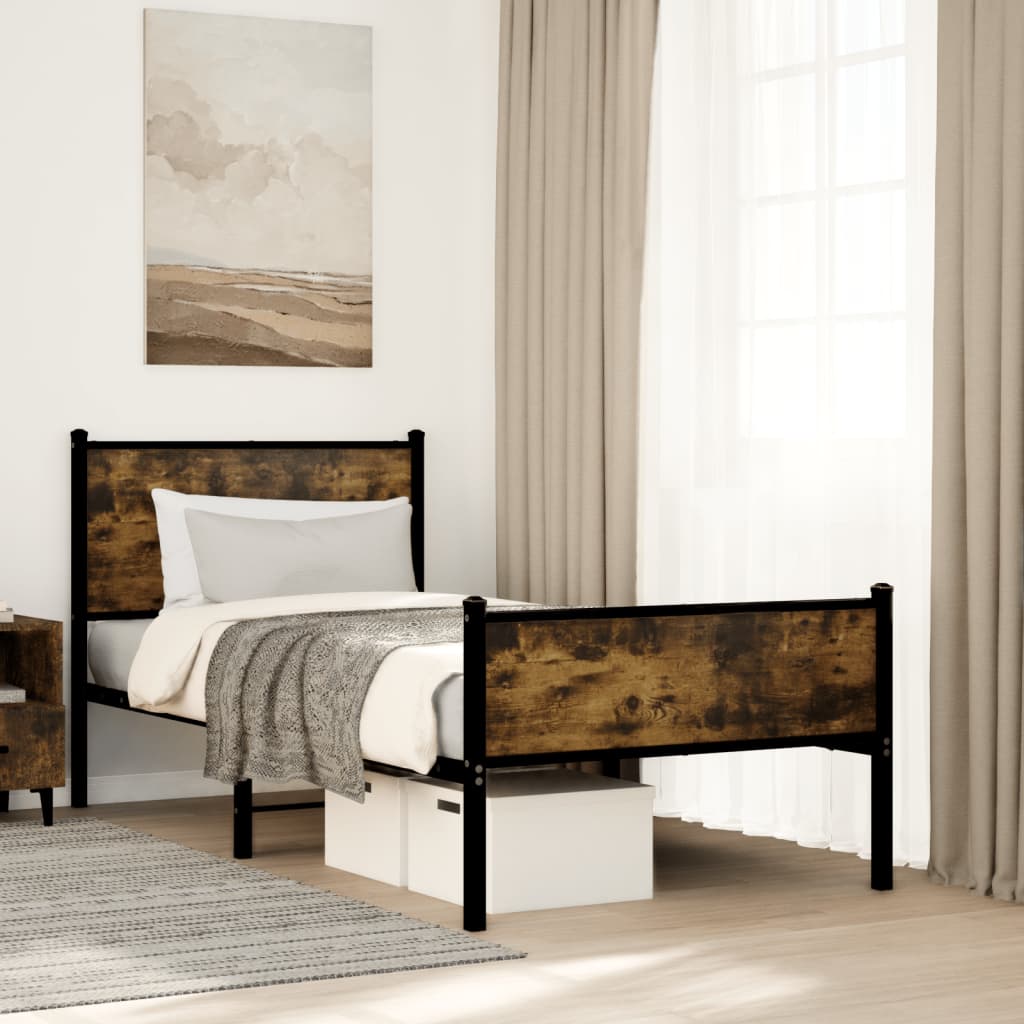 Łóżko Metalowe Młodzieżowe LOFT 90x200 Dąb Kolory