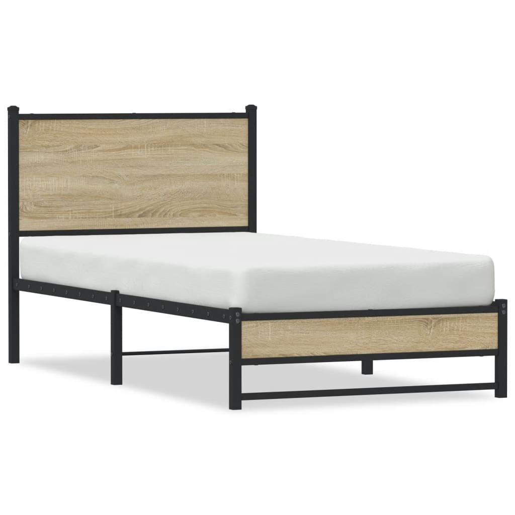 Łóżko Metalowe Młodzieżowe LOFT 90x200 Dąb Kolory