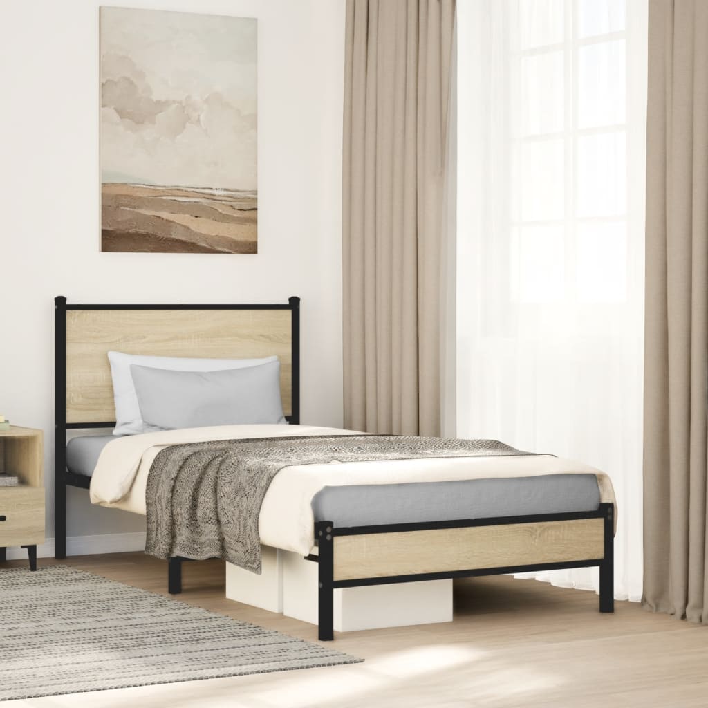 Łóżko Metalowe Młodzieżowe LOFT 90x200 Dąb Kolory