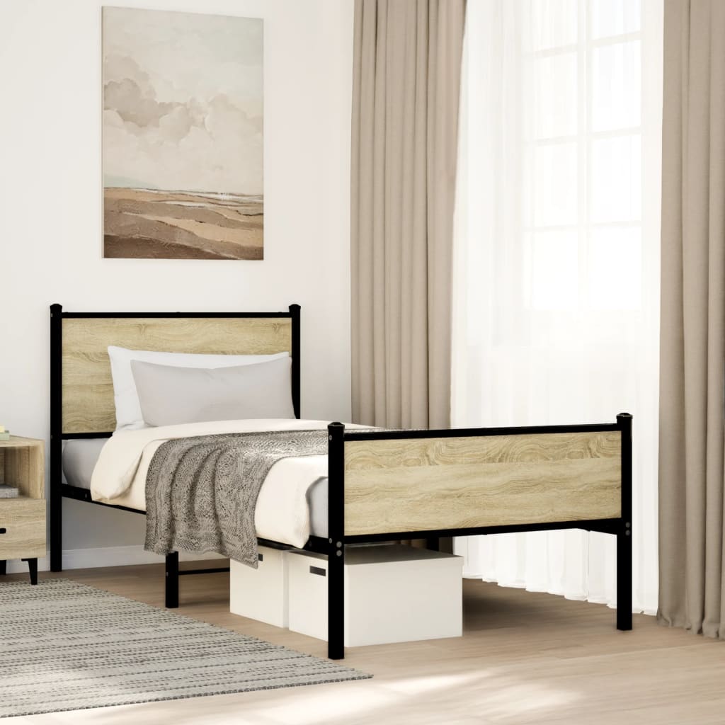 Łóżko Metalowe Młodzieżowe LOFT 90x200 Dąb Kolory