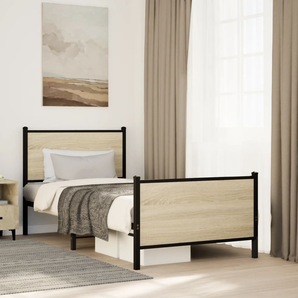 Łóżko Metalowe Młodzieżowe LOFT 90x200 Dąb Kolory