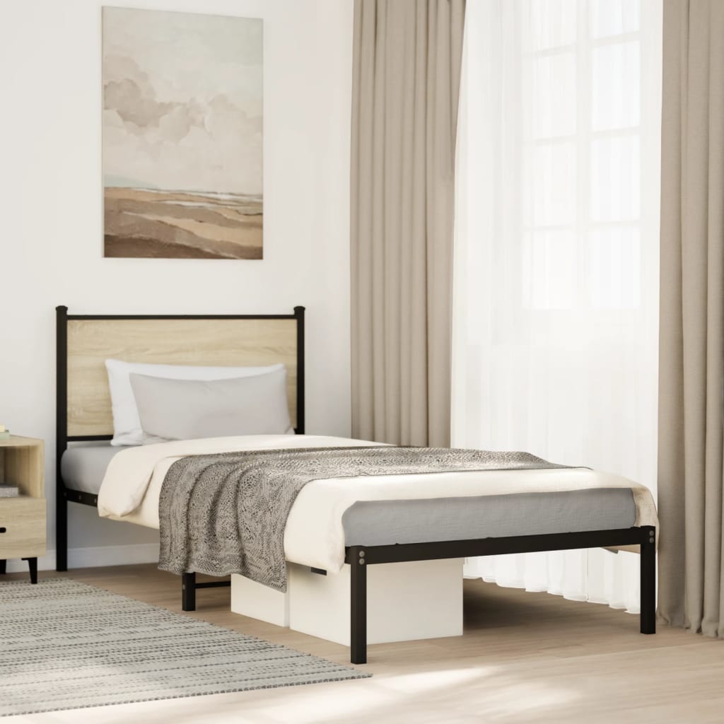 Łóżko Metalowe Młodzieżowe LOFT 90x200 Dąb Kolory