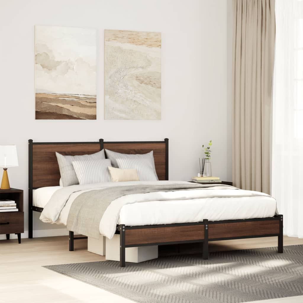 Łóżko Metalowe Młodzieżowe LOFT 120x200 Dąb Sonoma Wędzony