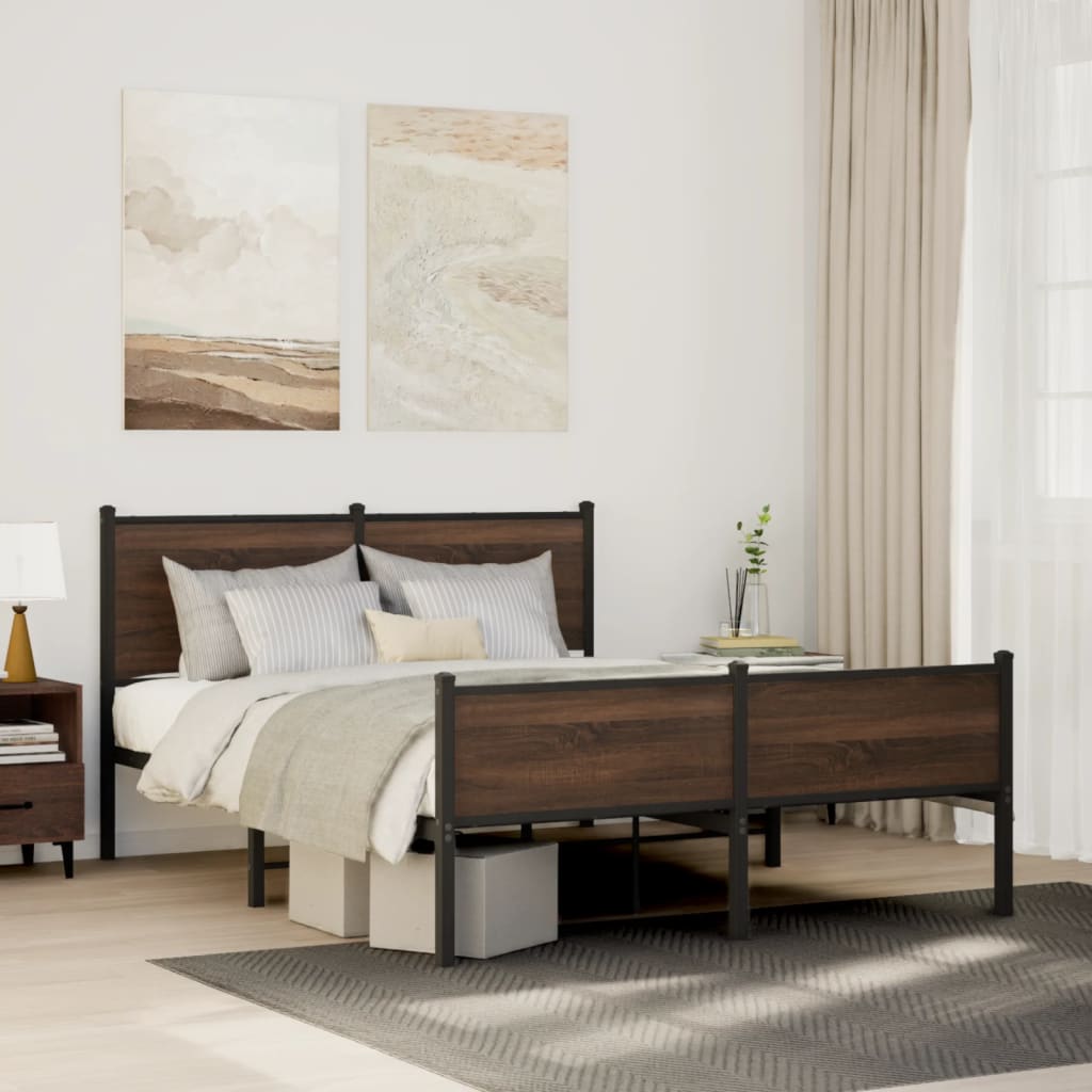 Łóżko Metalowe Młodzieżowe LOFT 120x200 Dąb Sonoma Wędzony