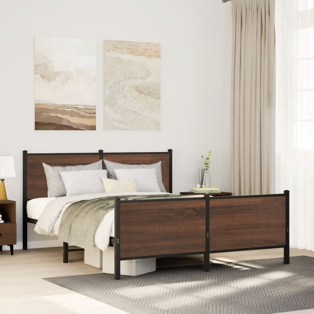Łóżko Metalowe Młodzieżowe LOFT 140x200 Dąb Sonoma Wędzony
