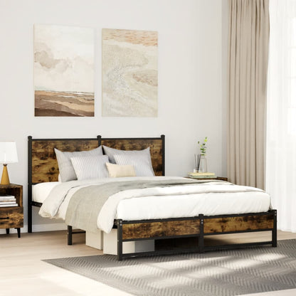 Łóżko Metalowe Młodzieżowe LOFT 160x200 Dąb Sonoma Wędzony