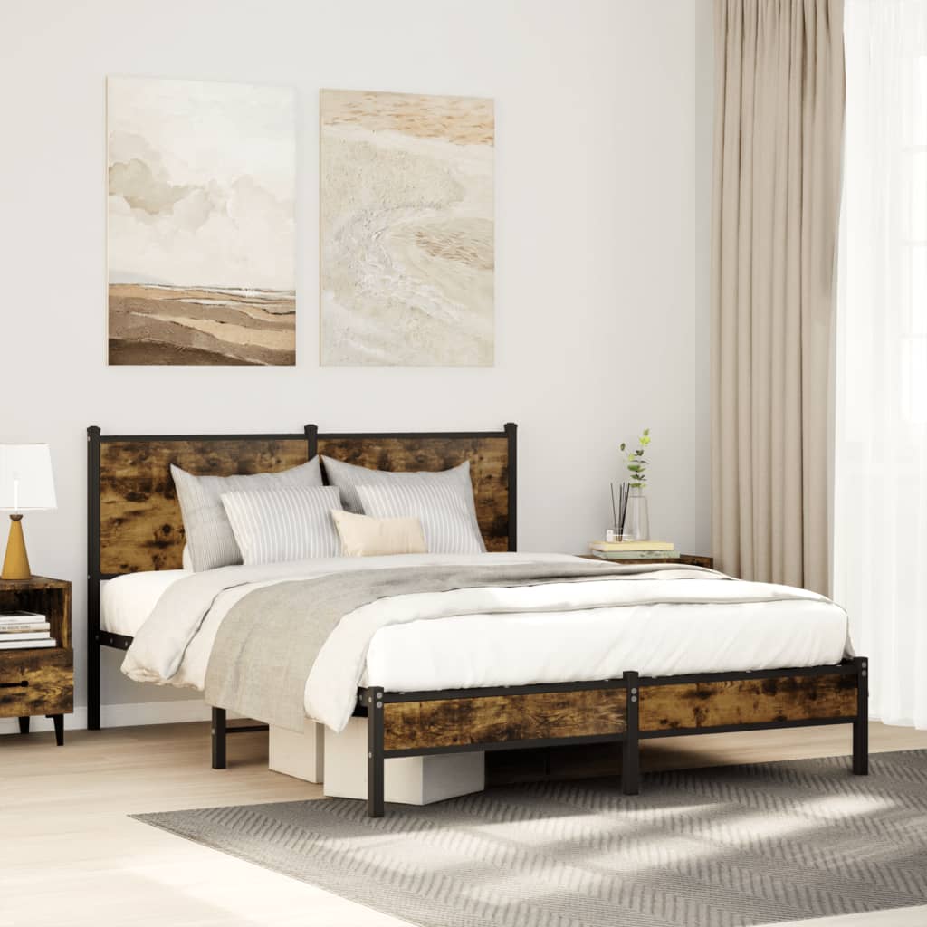 Łóżko Metalowe Młodzieżowe LOFT 180x200 Dąb Sonoma Wędzony