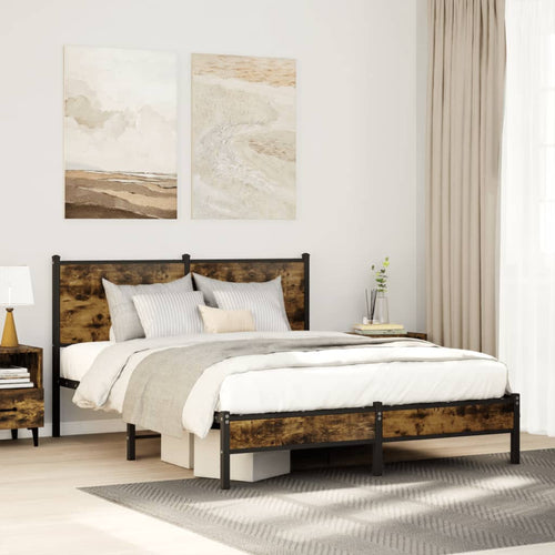 Łóżko Metalowe Młodzieżowe LOFT 180x200 Dąb Sonoma Wędzony