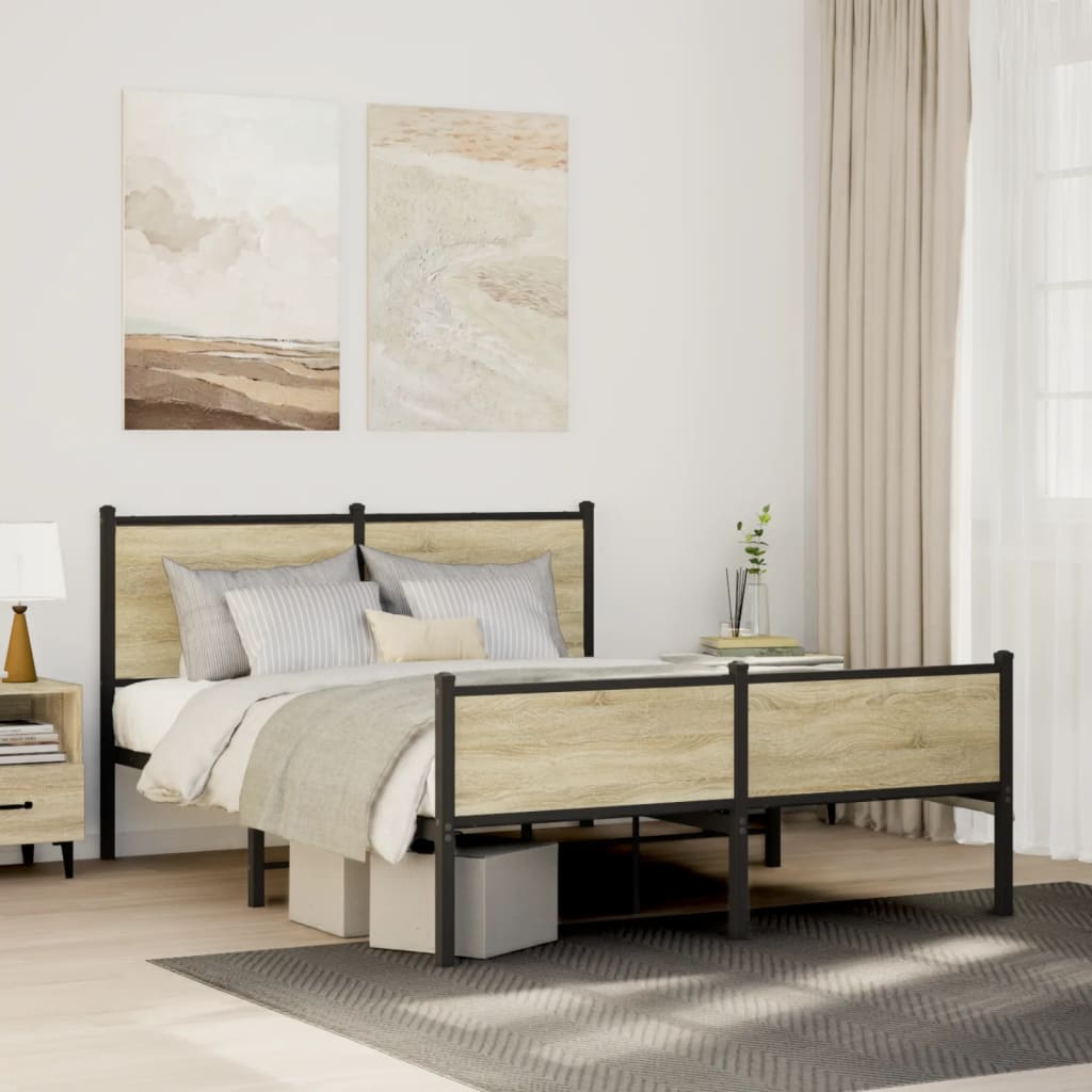 Łóżko Metalowe Młodzieżowe LOFT 180x200 Dąb Sonoma Wędzony