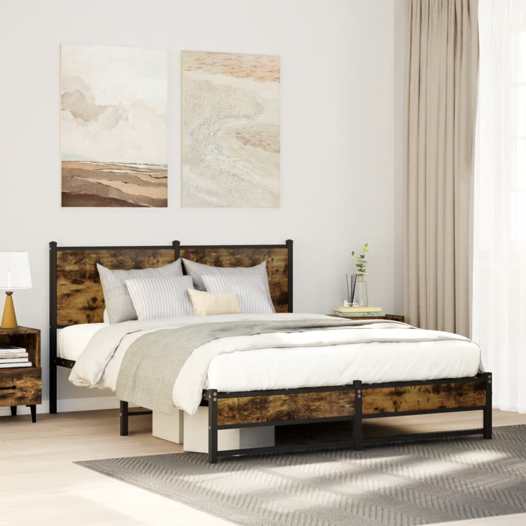 Łóżko Metalowe Młodzieżowe LOFT 120x190 Dąb Sonoma Wędzony