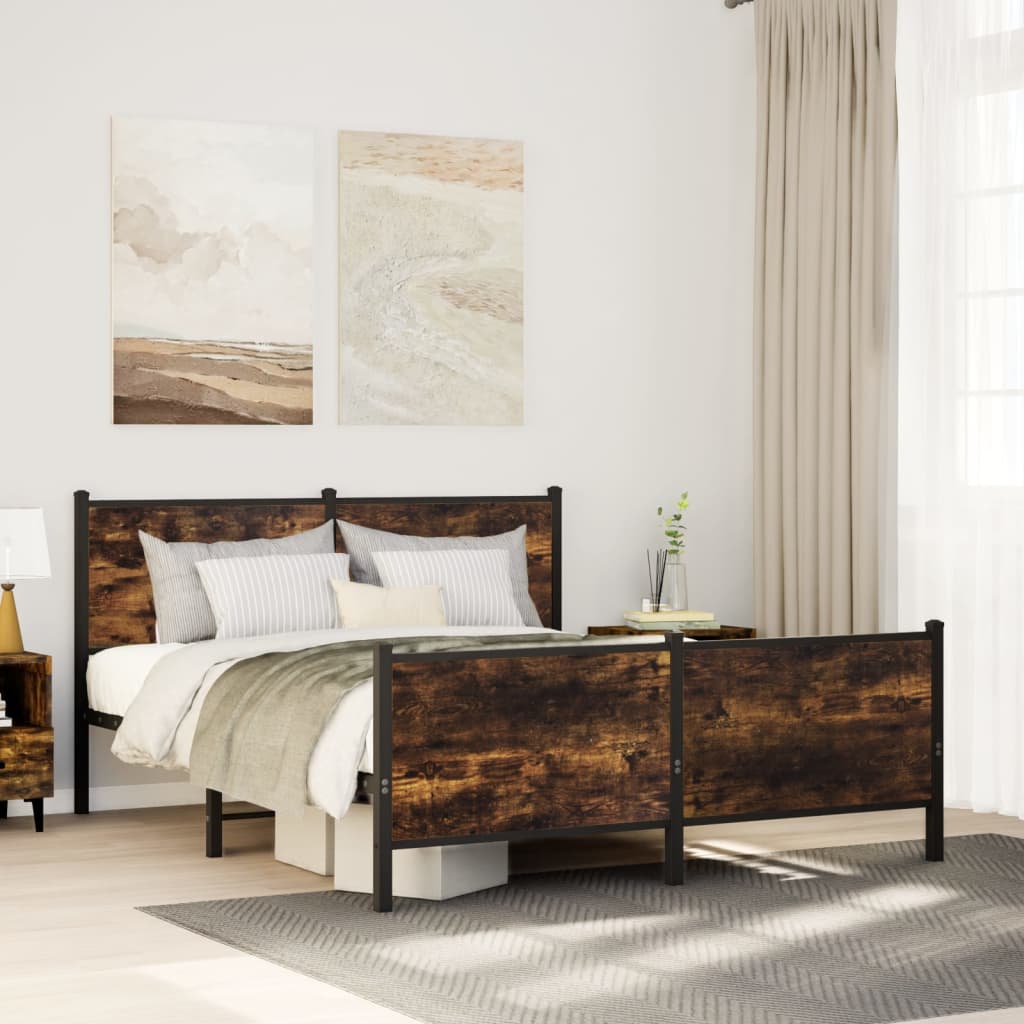 Łóżko Metalowe Młodzieżowe LOFT 120x190 Dąb Sonoma Wędzony