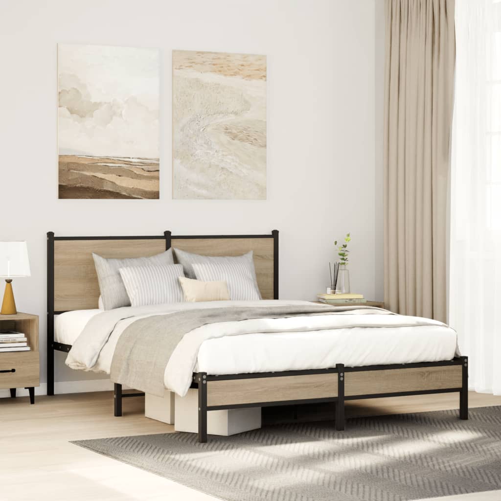 Łóżko Metalowe Młodzieżowe LOFT 120x190 Dąb Sonoma Wędzony