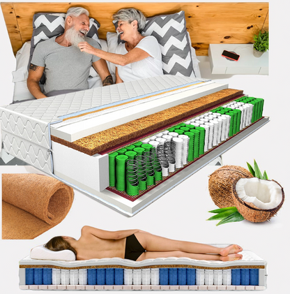 Materac Kieszeniowy Medical Pro Lateks 160x200 Kokos 18 cm H2/H3 9 Stref